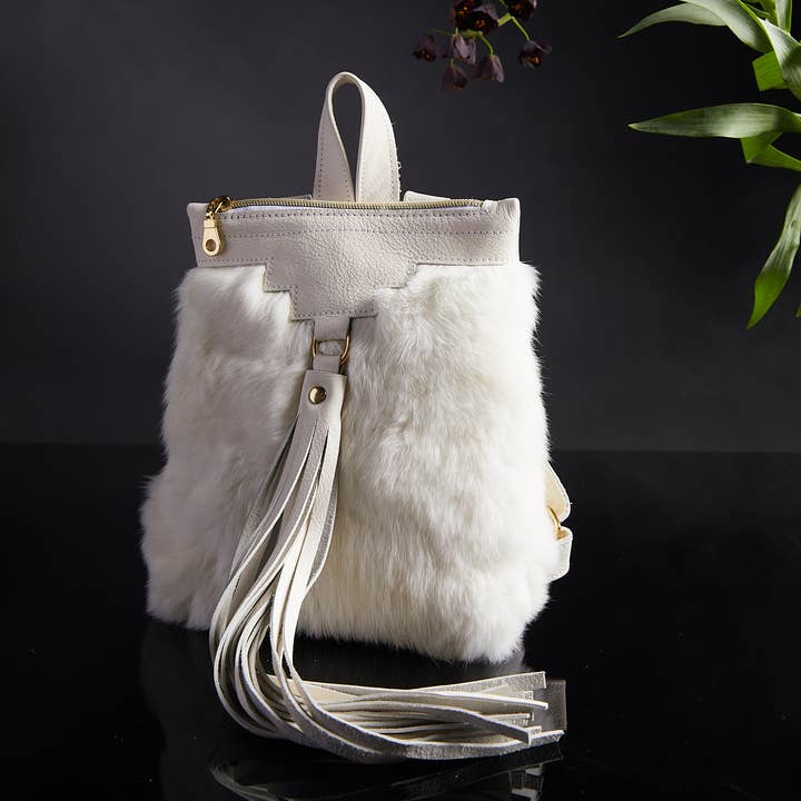 BEASTLY : MINI BACKPACK IN WHITE for wholesale by Just Joey Rose