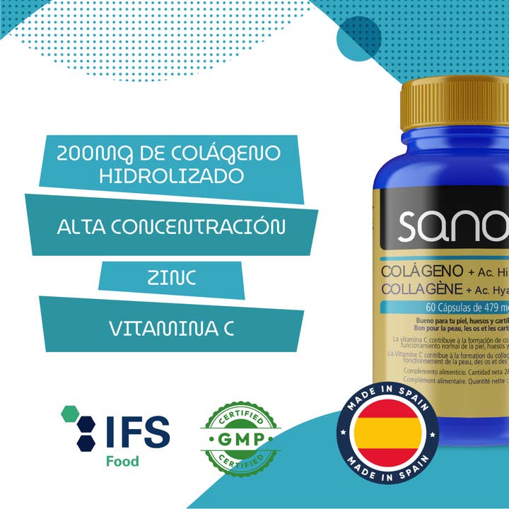 Pridahofarma - Venta al por mayor Suplementos/vitaminas para beber - SANON Colágeno + Ácido Hialurónico 60 cápsulas