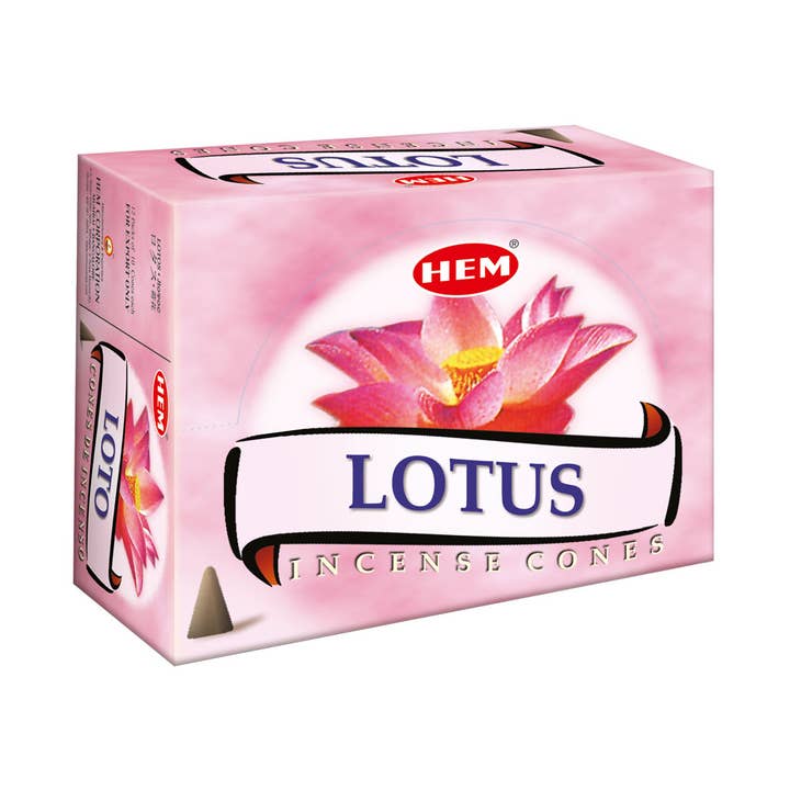 HEM Lotus Incense Cone - Cone Pack (12 Packs × 10 Cones) for wholesale by Garland of Letters Bookstore