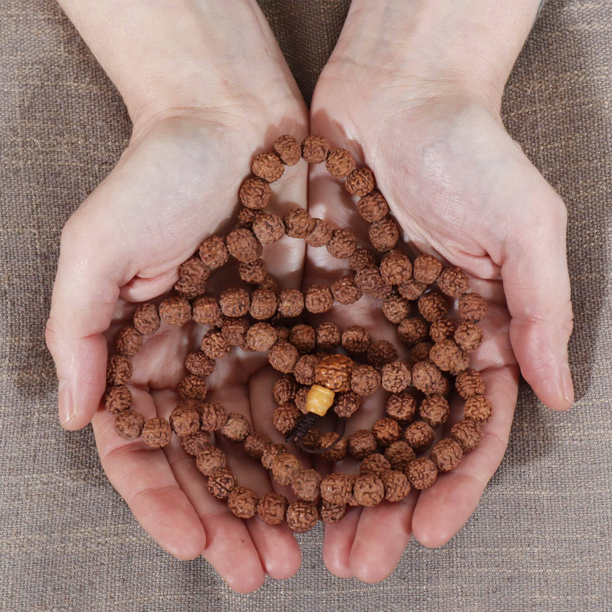 Tribal Trade GmbH – wholesale Bib necklace – Prayer chain Rudraksha beads light brown necklace mala necklace4