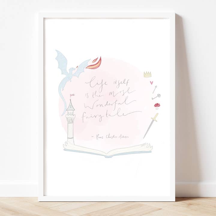 Illustrated a fairytale quote Inspirational print - giornata mondiale del libro per la vendita all'ingrosso da parte di Nora Wright