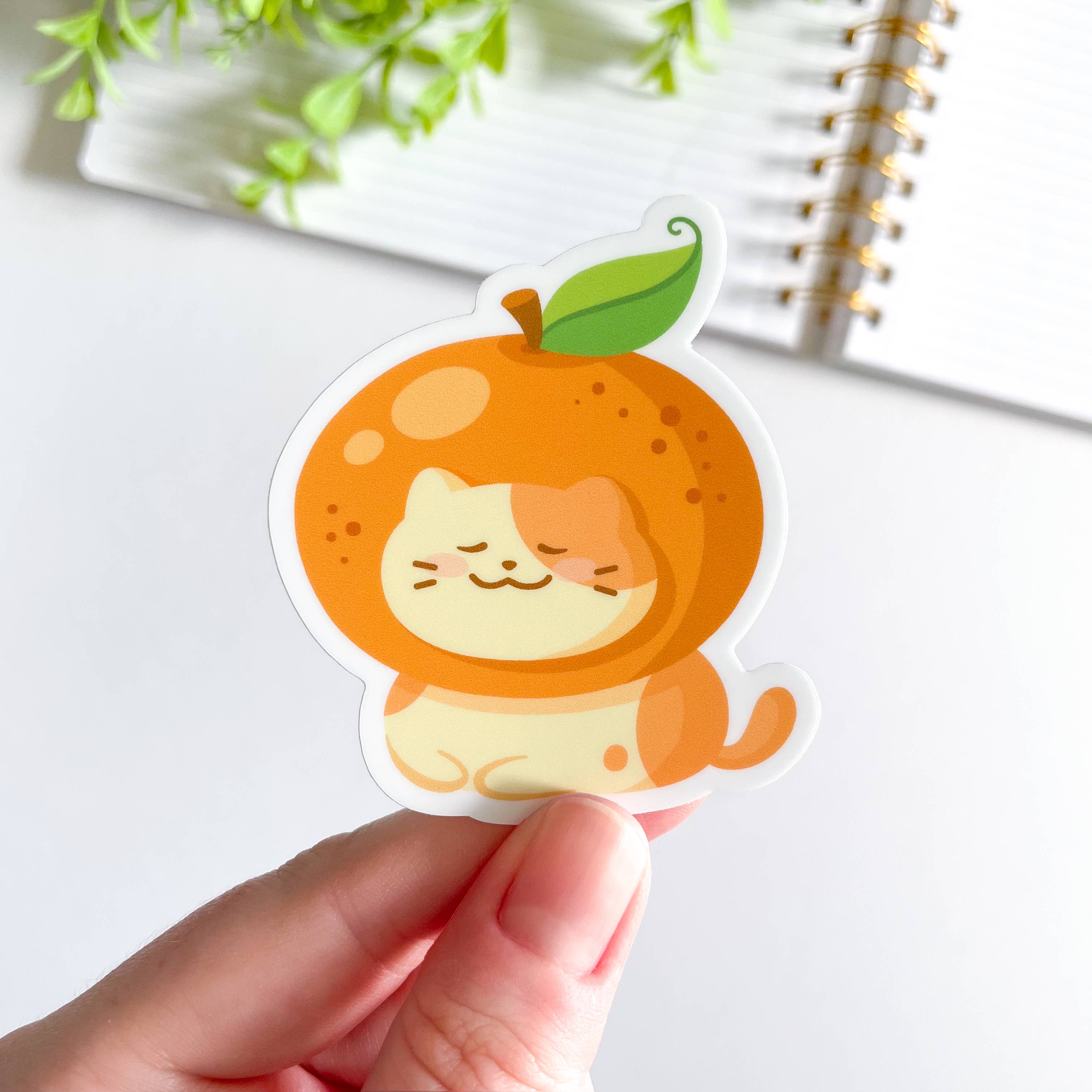 Studious Owl Press - Wholesale Sticker - Cute Fruit Hat Cat Waterproof Matte Vinyl Sticker0