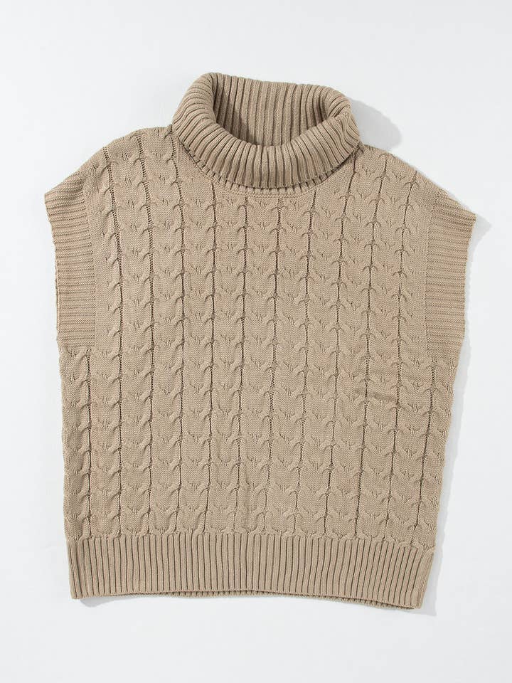 FASHION BLVD - Wholesale Knit Sweater - Women's - FB Cable Knit Turtleneck Batwing Short Sleeve Sweater6