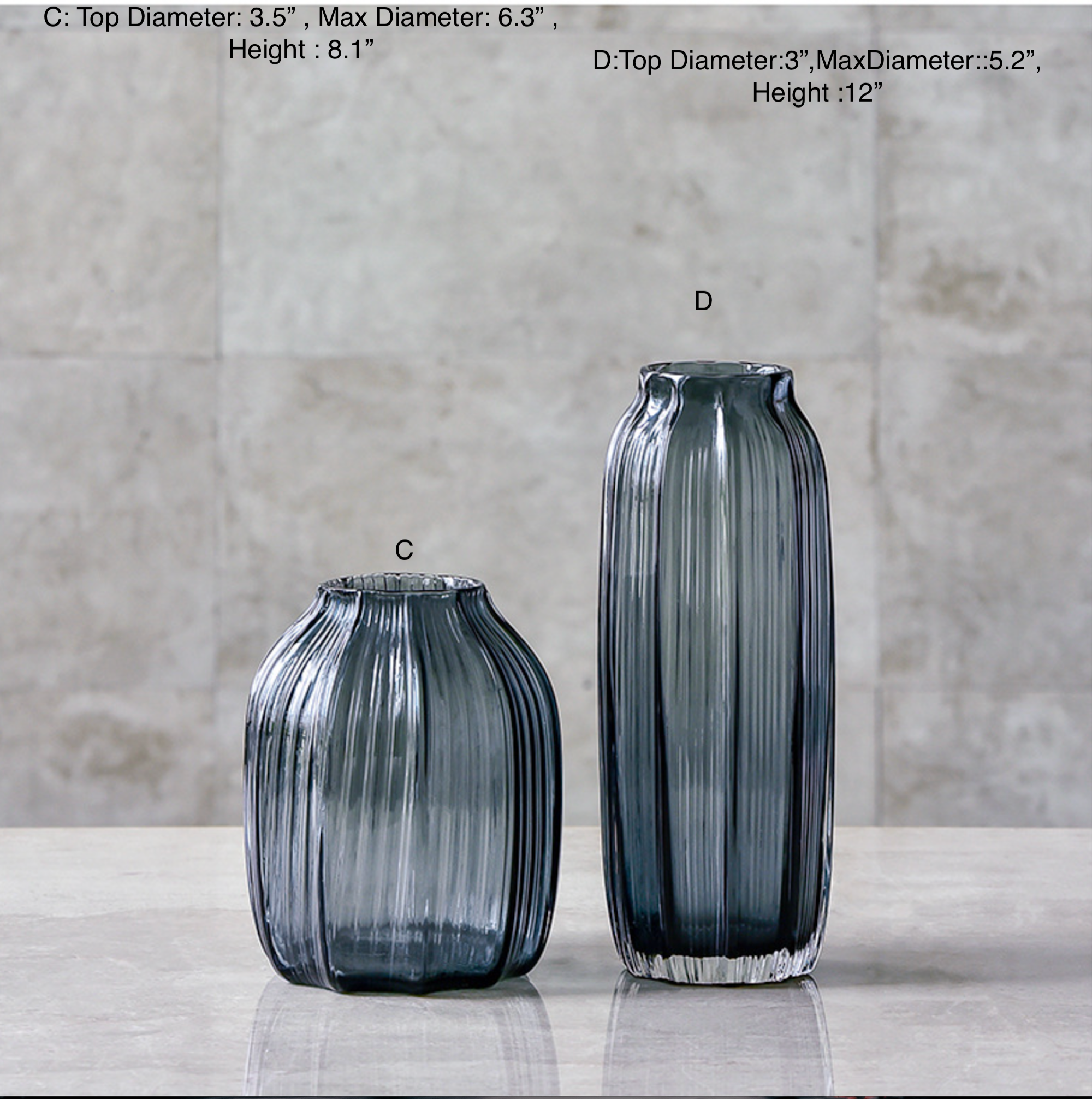 Noah Decoration - Vente Vases - Ensemble de vase moderne en verre bleu gris violet9