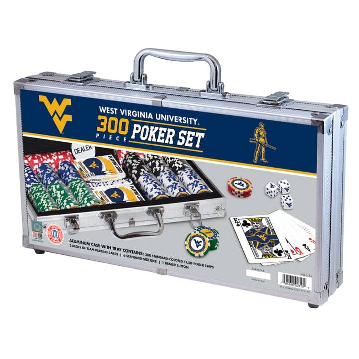 West Virginia Mountaineers 300 Piece Poker Set for wholesale by Masterpieces Puzzles