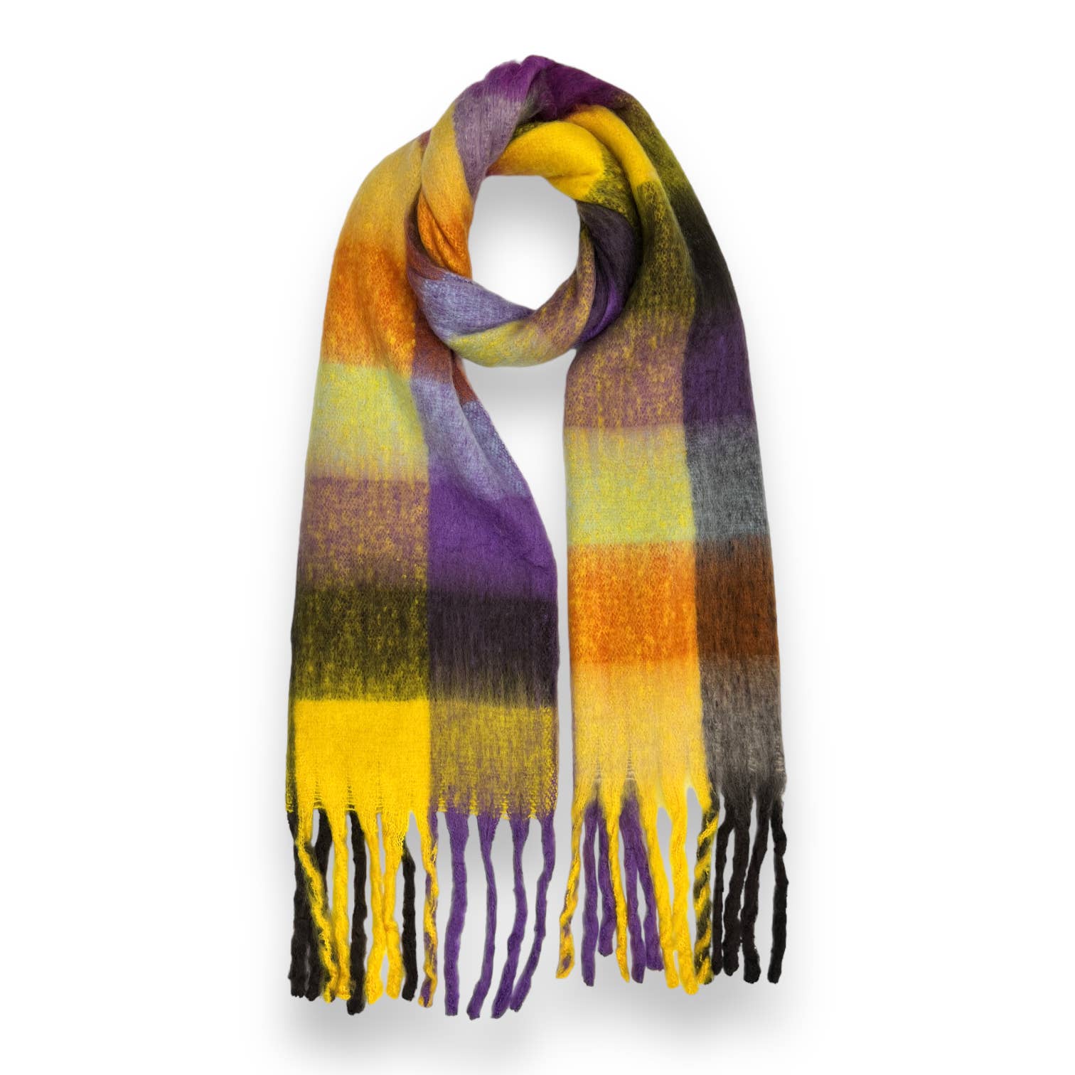 London Scarves - Vendita all'ingrosso Sciarpa - Donna - Sciarpa in morbido tessuto a quadri, 16 colori, rifinita con nappine32