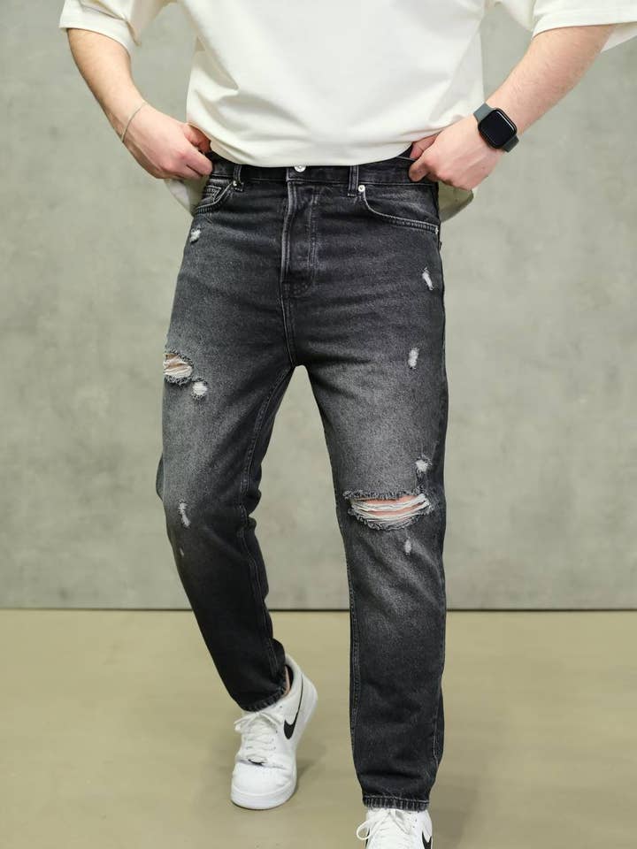 Boyfriend Distressed Wash Denim Jeans for wholesale by PremiumDenim