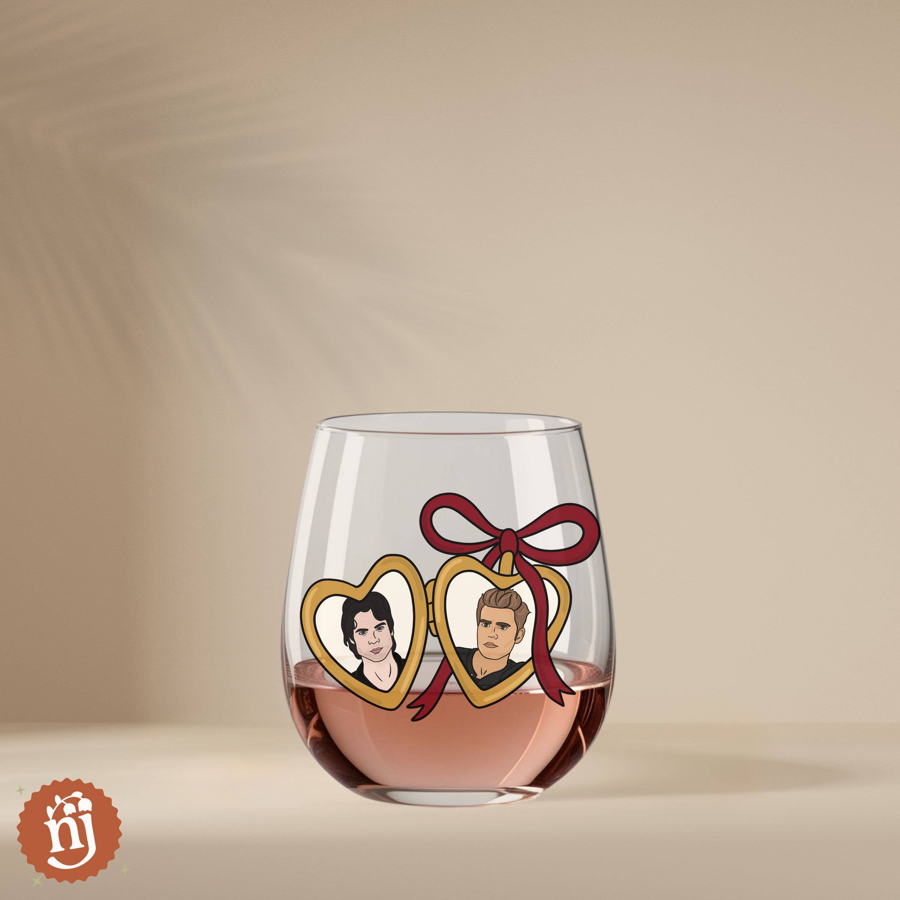 Nearly June Design Co - Wholesale Wine Glass - The Vampire Diaries Salvatore Brothers Locket Wine Glass3