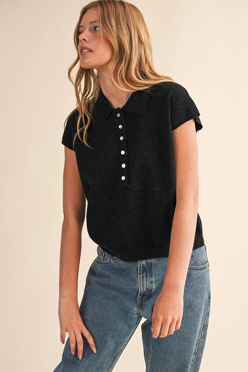 &MERCI – wholesale Tröjväst – Dam – ÄRMLÖS TRÖJA MED KRAGE MSW112315