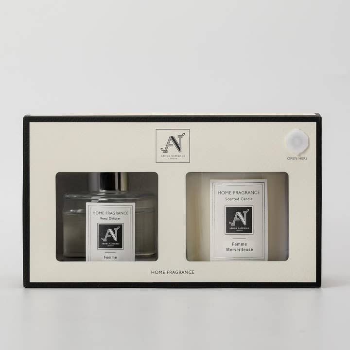 Ensemble de Bougie Parfumée et Diffuseur à Bâtonnets, Parfum Femme Merveilleuse pour la vente par Aroma Naturals