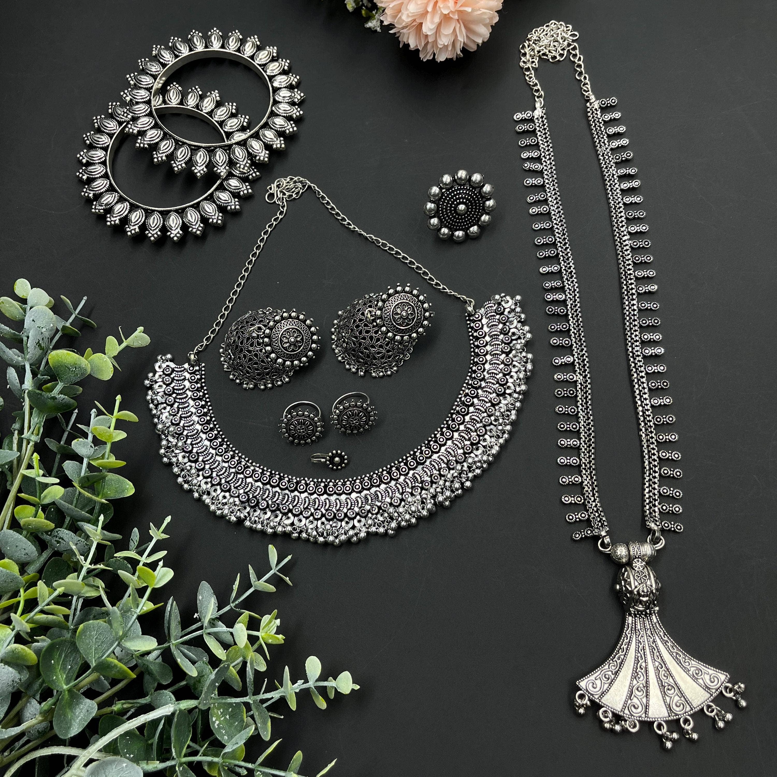 Vastrabhushan - Wholesale Jewellery set - Silver Oxidised Indian Jewelry Set with Necklace & Choker2