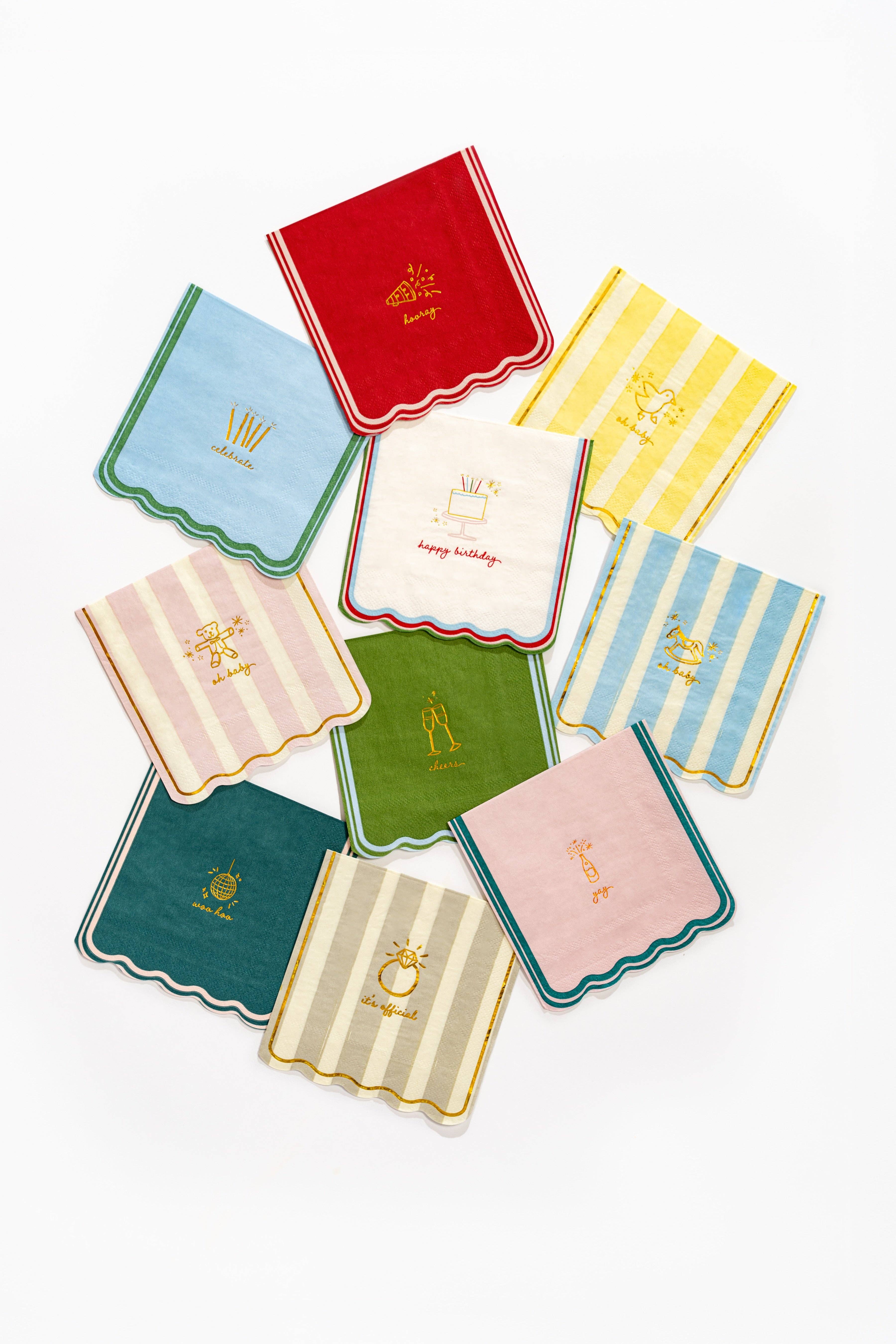 Emergency Confetti - Wholesale Disposable napkin - Oh Baby Icon Cocktail Napkins- Yellow1