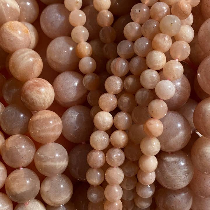 The Bead Bazaar - Wholesale Beads - Natural Sunstone Beads For Jewelry Making, Iridescent Pink Gemstone Beads, Pastel Pink Faceted Beads, Light Pink Sunstone Bulk Mala Beads6