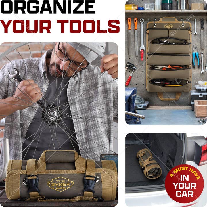 The Ryker Bag - Wholesale Tool set - Original Tool Roll Organizer with 2 Detachable Pouches3