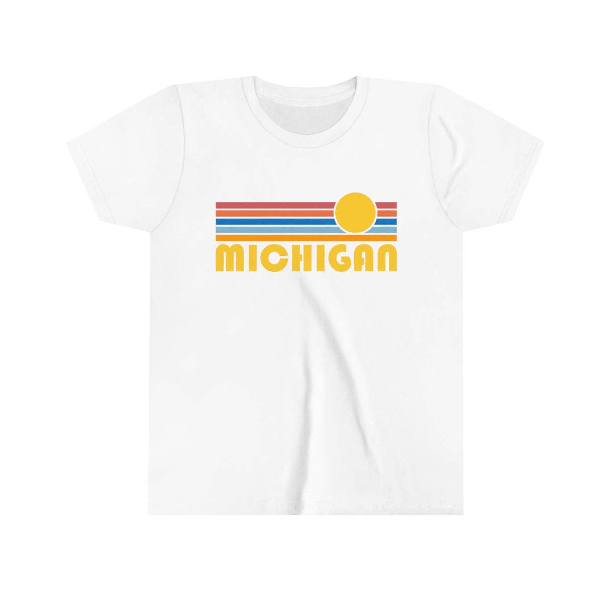 Hey Mountains - Wholesale Screen Printed T-Shirt - Kids - Michigan Youth T-Shirt - Retro Sun Michigan Kid's TShirt1