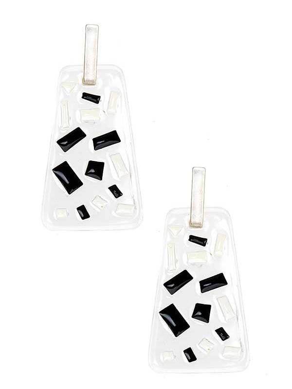 COLOR SPECK TRAPEZOID DANGLE EARRING 649 for wholesale by anbfashion