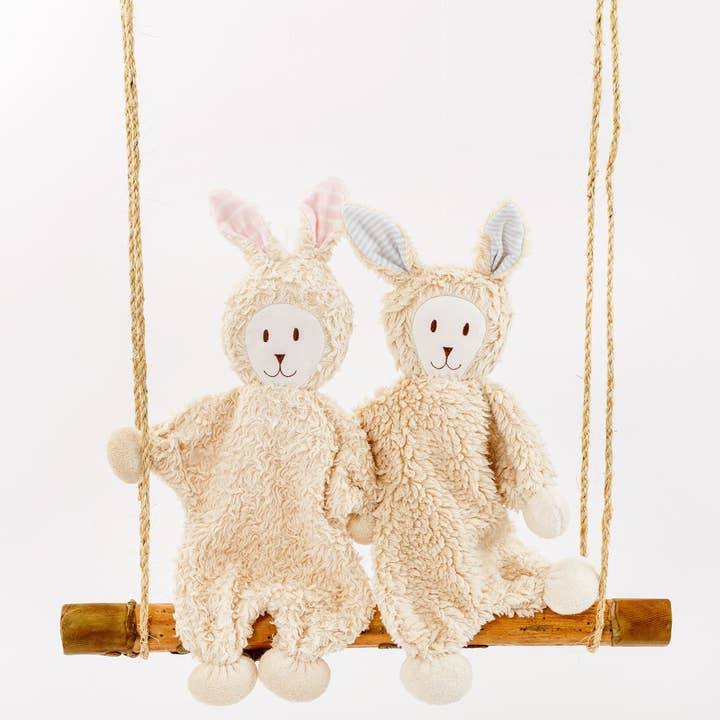 Under the Nile - Vente Peluche – enfant et bébé - Snuggle Bunny Lovey avec oreilles à rayures roses3