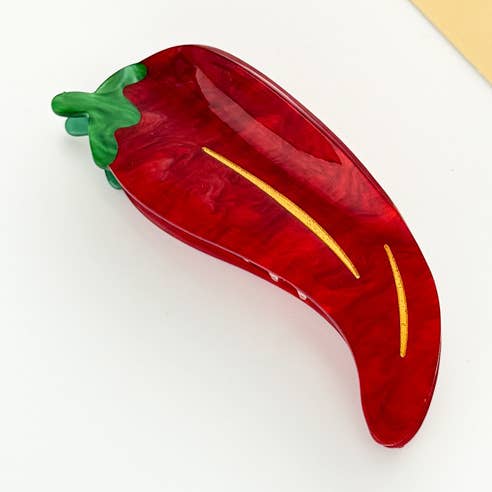 Vibrant Red Chili - Shaped Vegetable Hair Claw Clip for wholesale on Faire0