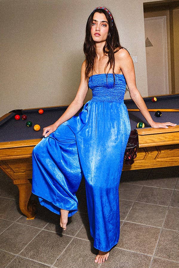 BUCKETLIST INC – wholesale Jumpsuit – Women's – R5177 Wide Legs Smocked Solid Tube Jumpsuit8