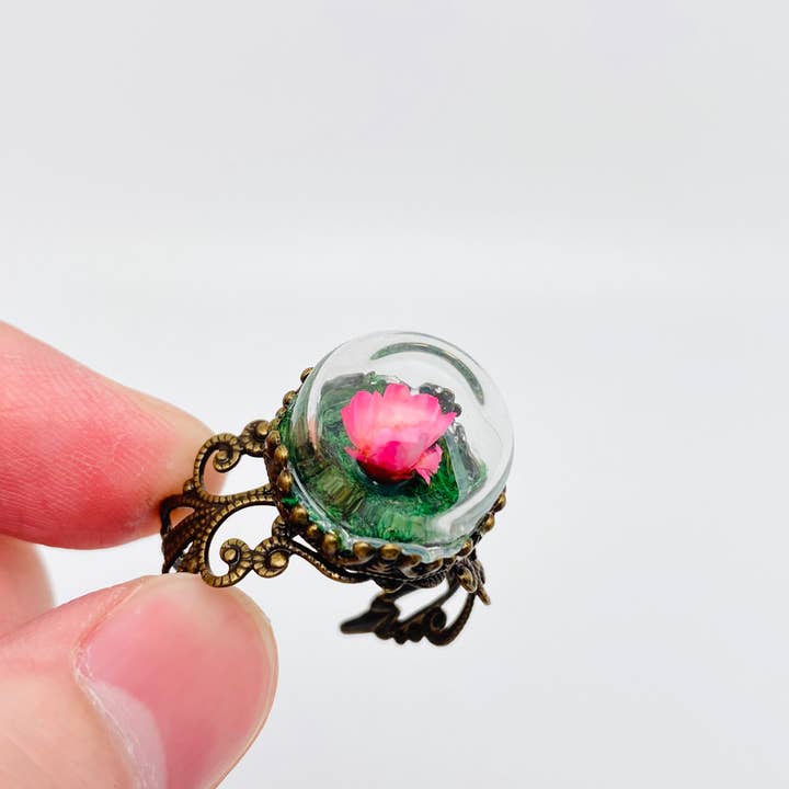 Mio Queena - Wholesale Cocktail/Statement Ring - Colorful Baby's Breath Dried Flowers Classical Ring - PDF4