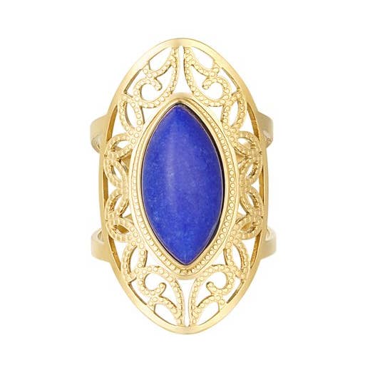 Gold Plated Natural Stone Ring for wholesale by Sansira Jewelry