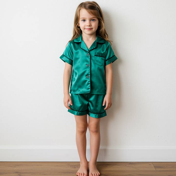 The Blissful - Wholesale Sleepwear Set - Kids - Junior Bridesmaid Pjs Set for Kids Flower Girl Satin Pajamas2