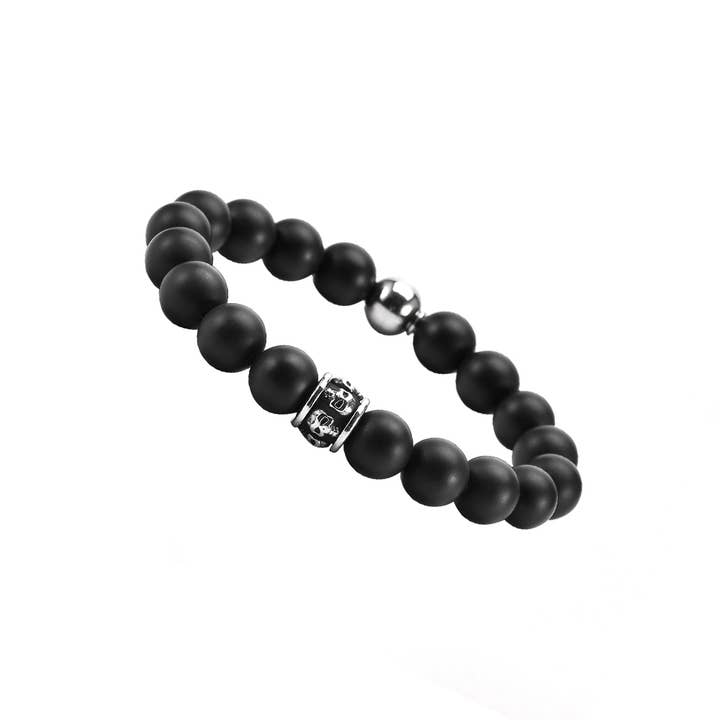 Armbånd med store perler af naturlig onyx sten kranium for engroshandel hos SIXTY STONES