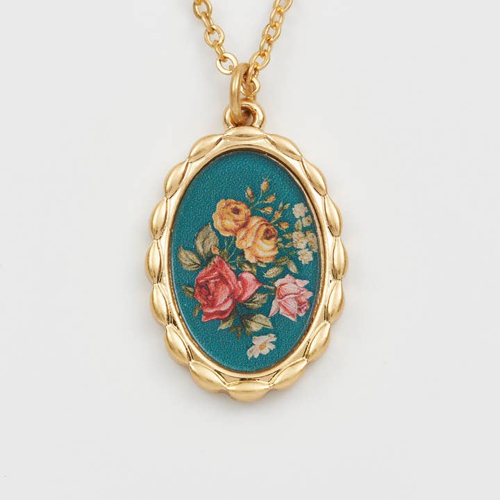 Fable England - Wholesale Pendant/Charm Necklace - Vintage Roses Gold Framed Chain Necklace1