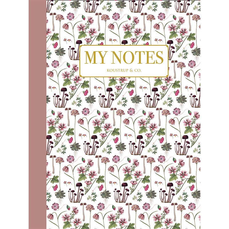Koustrupco – wholesale Notebook – Rose floral pattern - Note Booklet - Made in Denmark1