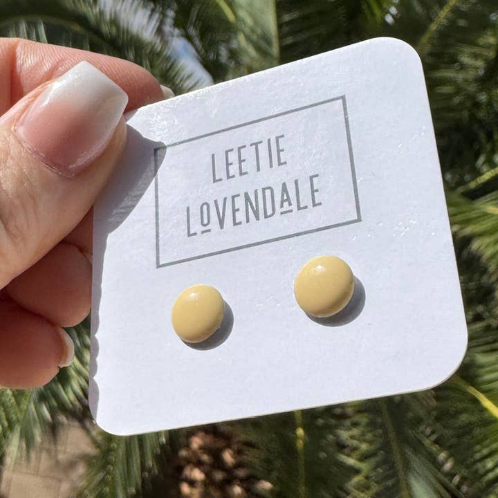 Buttercream Circle Studs - Little Deadstock Vintage Enamel Stud Earrings for wholesale by Leetie Lovendale