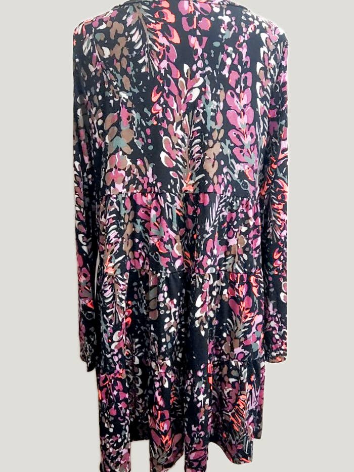 BLACK N CORAL VED18-1329B - WOMEN V-NECK FLORAL PRINT A-LINE DRESS for wholesale on Faire