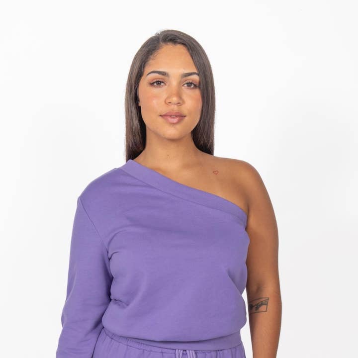 Marah Relaxed sweatset met één schouder - bundel voor wholesale door CHEZEV Couture LLC