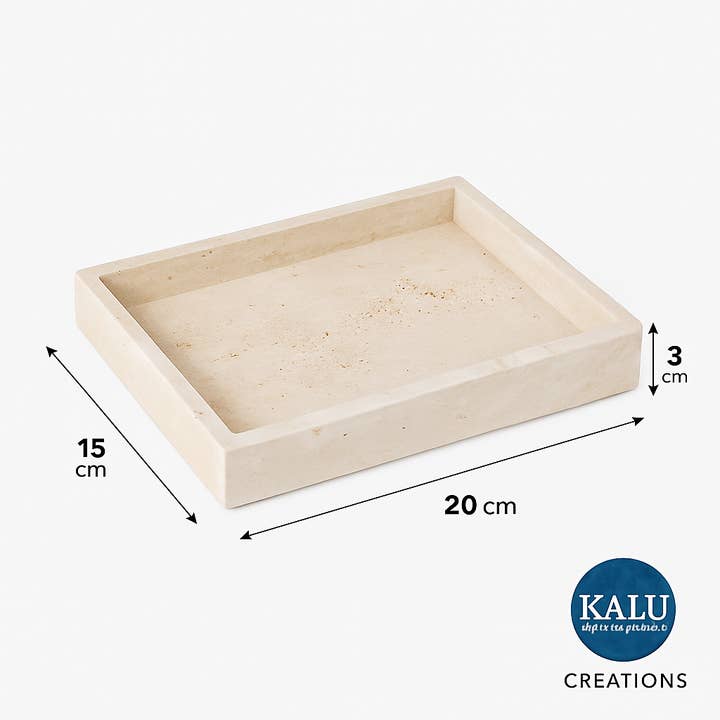 Kalu Creations - Wholesale Decorative Tray - Tray in travertine 20×15×3 cm with edge | Kalu Creations1