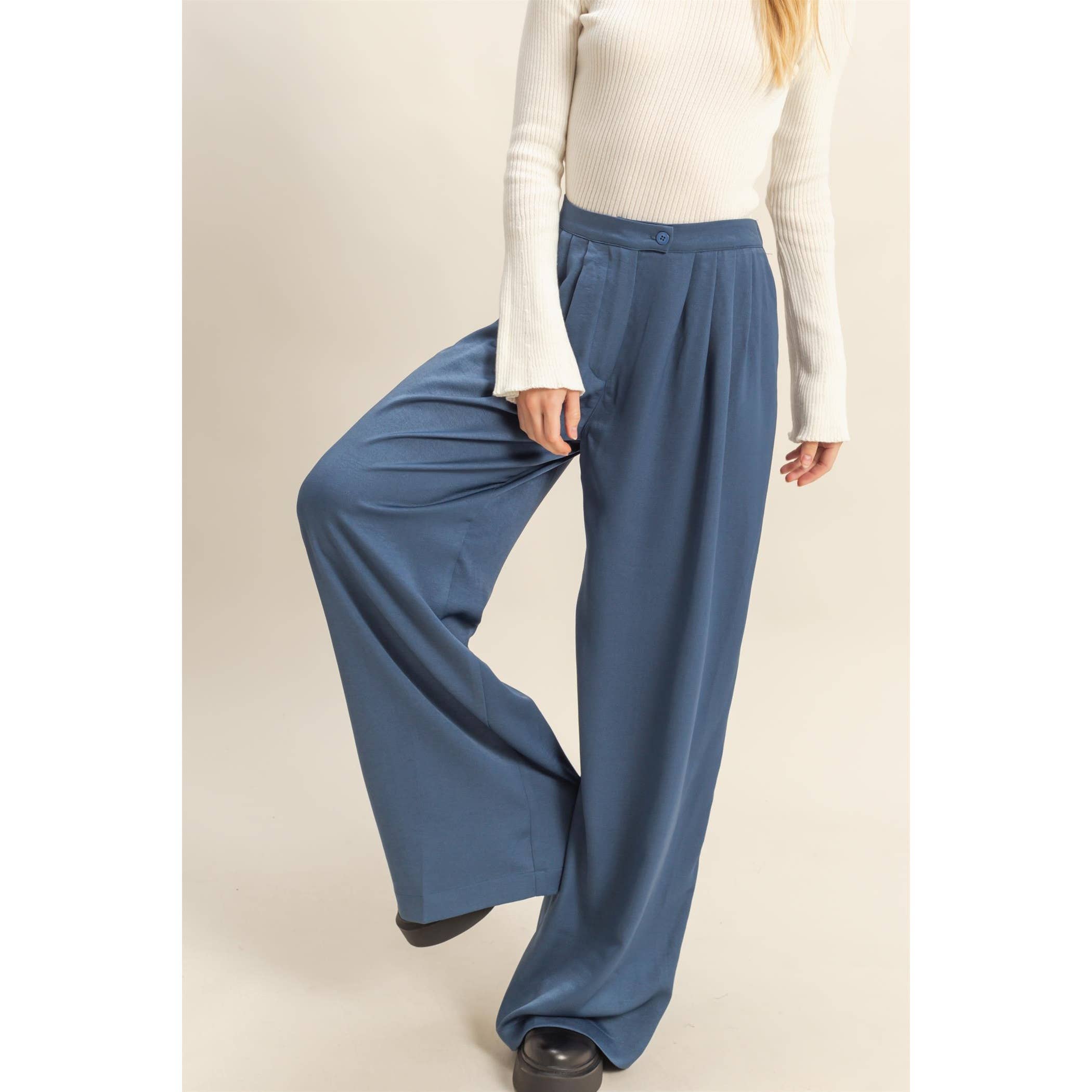 HYFVE - Wholesale Broek - Dames - Wijde Palazzo Broek Met Plooidetail18