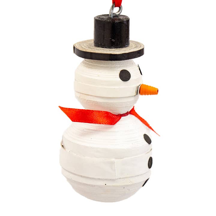 Global Crafts - Wholesale Ornament Set - Paper Mache Snowman Ornament from Haiti, PACK OF 23
