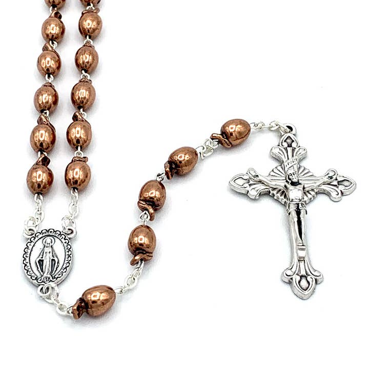 Rosary Bronze Olive Shaped Beads Miracle Medal for wholesale by RM Trading