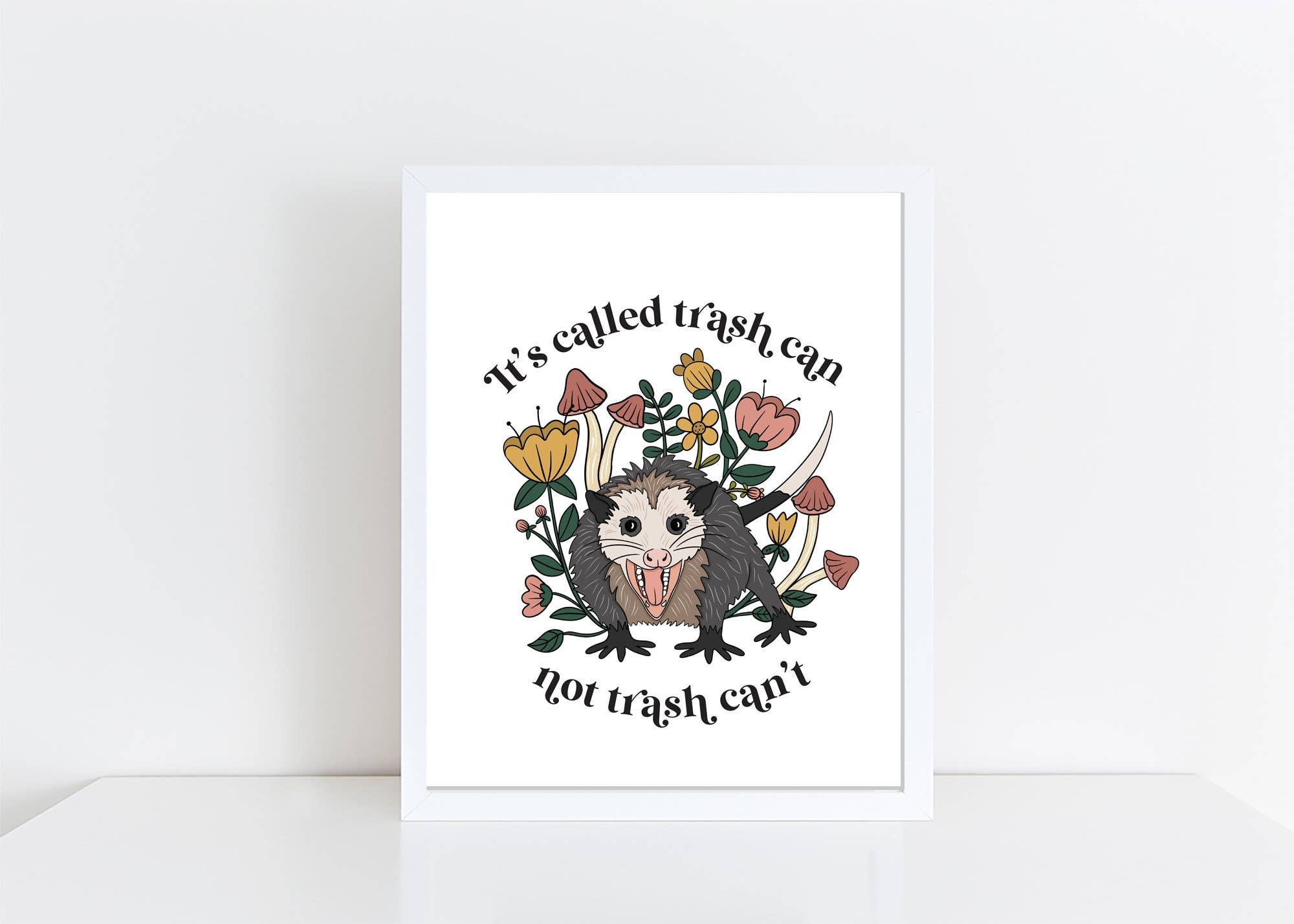 Remember November, Inc - Vente Affiche d'art - Opossum Art, jeu de mots, joli opossum, art floral2