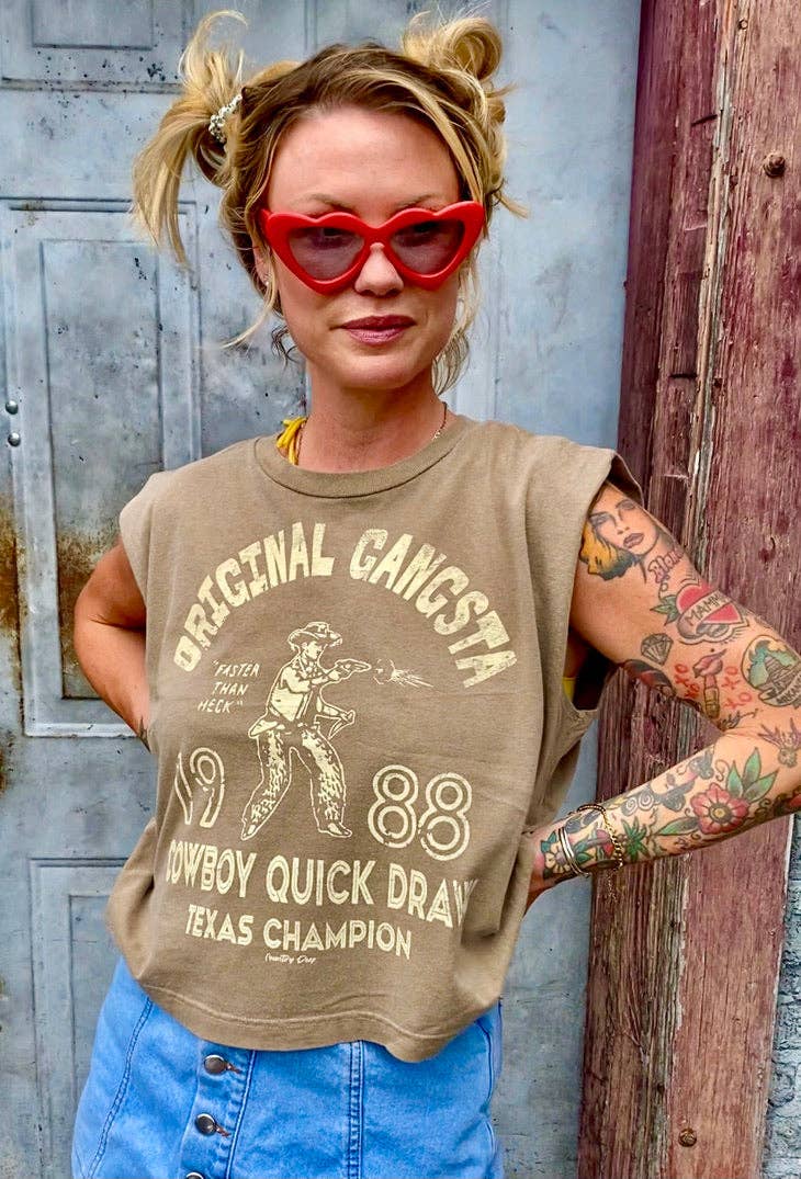 Country Deep Apparel - Wholesale Tank Top - Women's - Original Gangsta Boxy Midriff Muscle top3