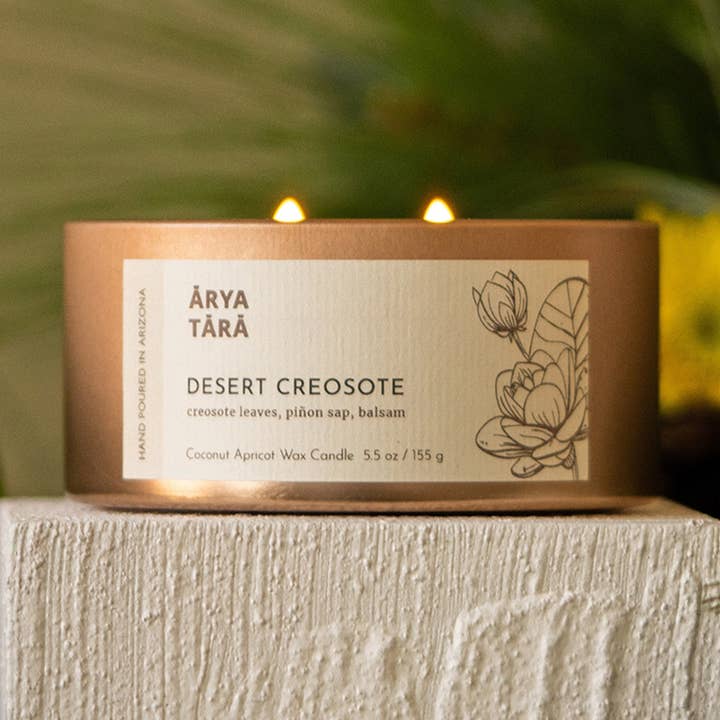 Arya Tara - Wholesale Travel Candles - Desert Creosote Candle | True creosote | Made in Arizona0