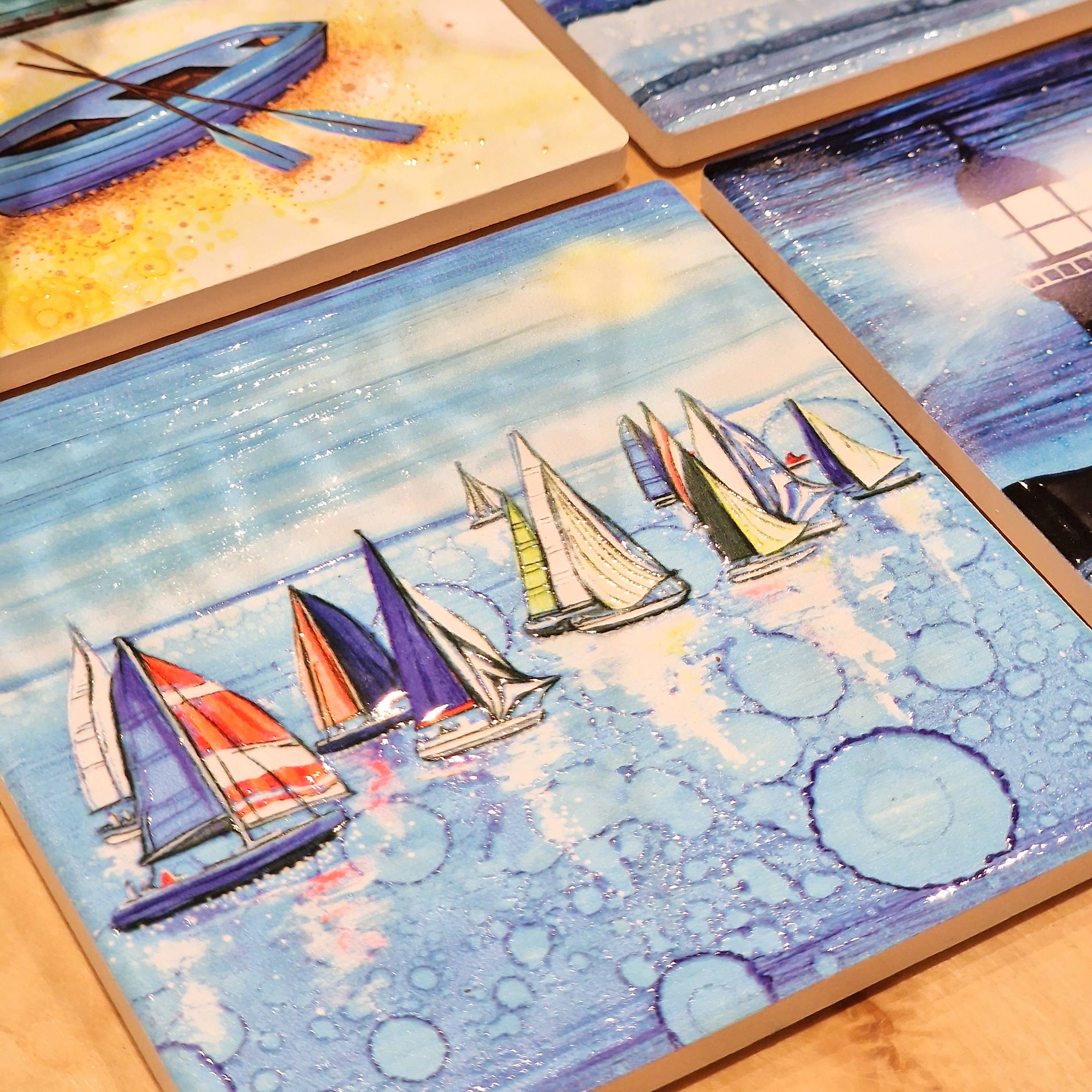 By Jo Crafts – wholesale Coasters – 83-C Nautical Regatta Coaster8