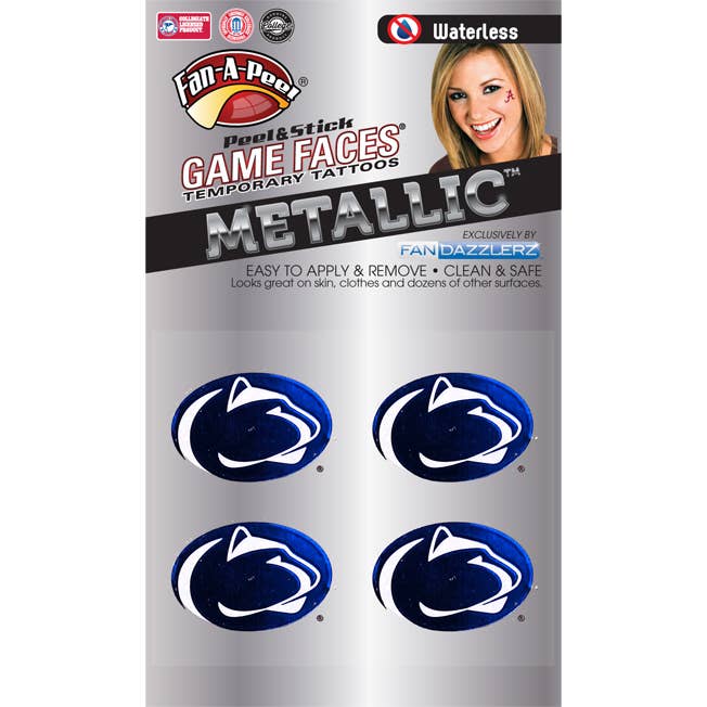 Penn State Game Faces® Temporary Tattoos for wholesale by Fanapeel / Gamefaces
