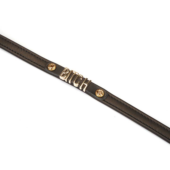 Liebe Seele - Wholesale Choker/Collar - Black Italian Leather Choker with Letters BITCH/SLUT/SEXY11