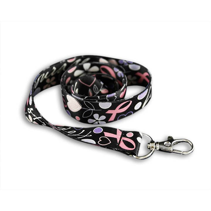 The Awareness Company - Wholesale Lanyard - Women's - Pink Ribbon Heart Ribbon Lanyards