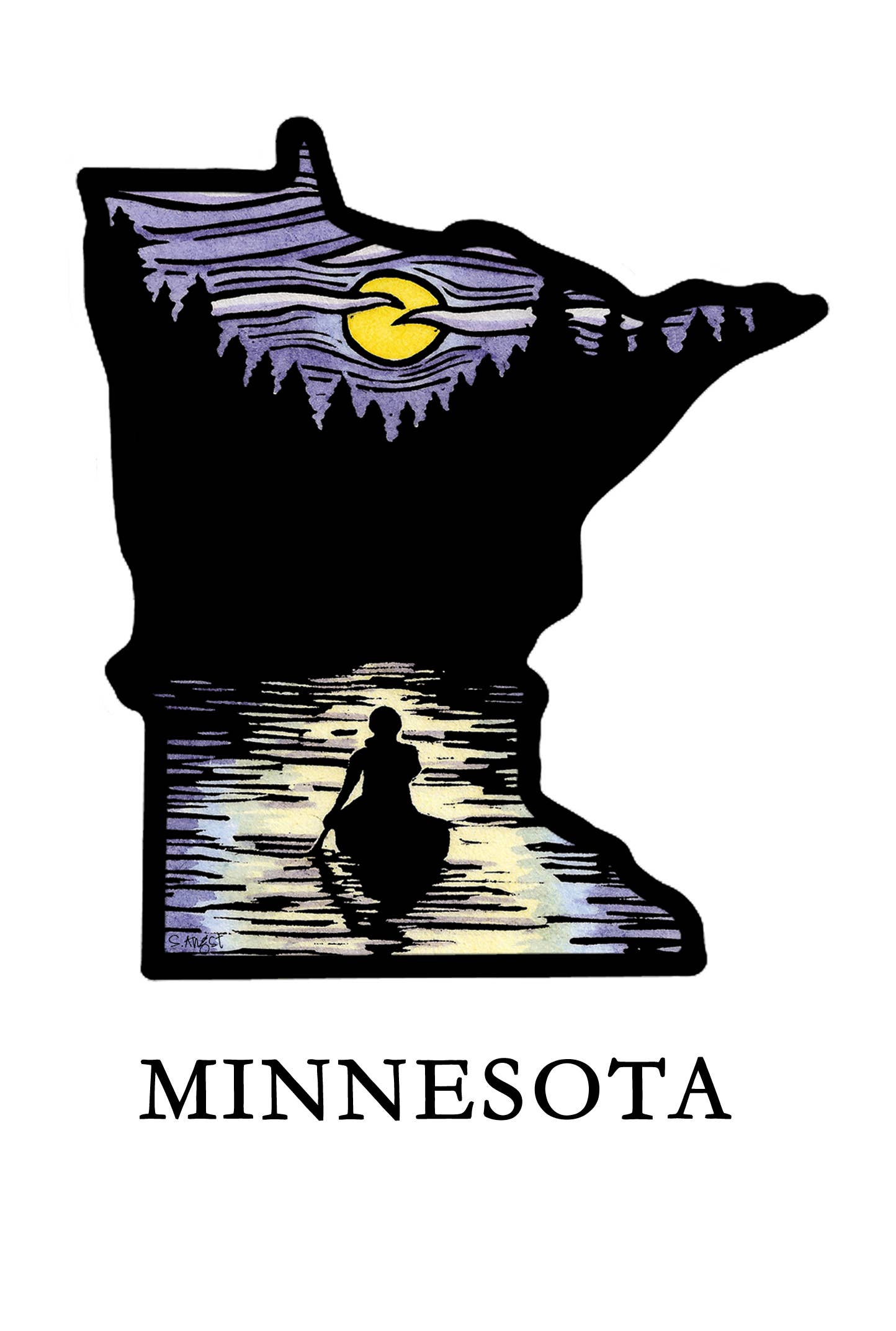 Sarah Angst Art - Wholesale Postcard - Custom Name Dropped State Postcards - Pack of 10011