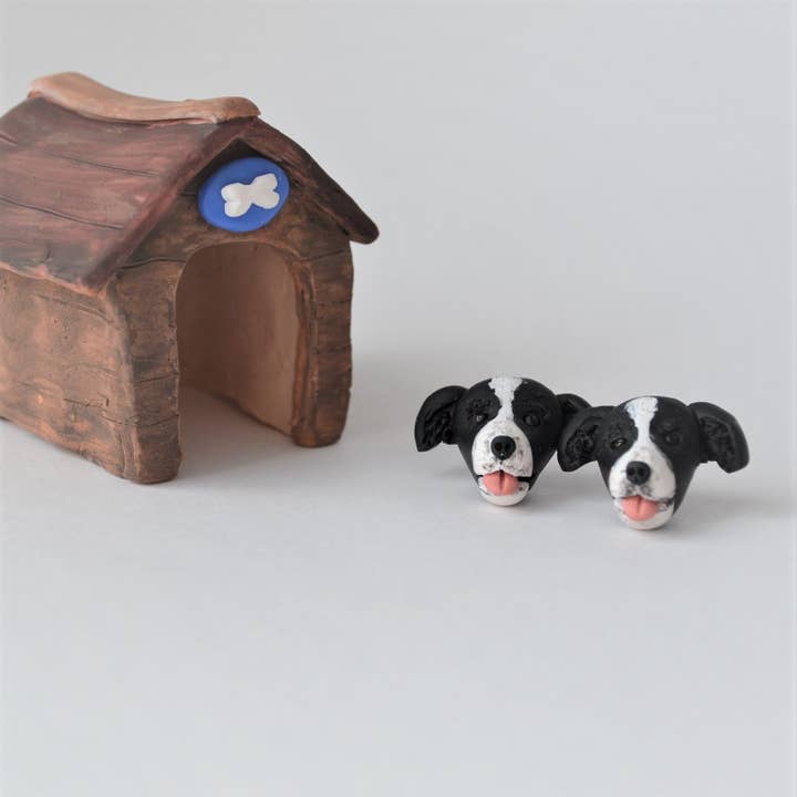 Pawfect Love – Großhandel Ohrstecker – Border Collie Ohrringe — handgefertigte Ohrstecker aus Fimo