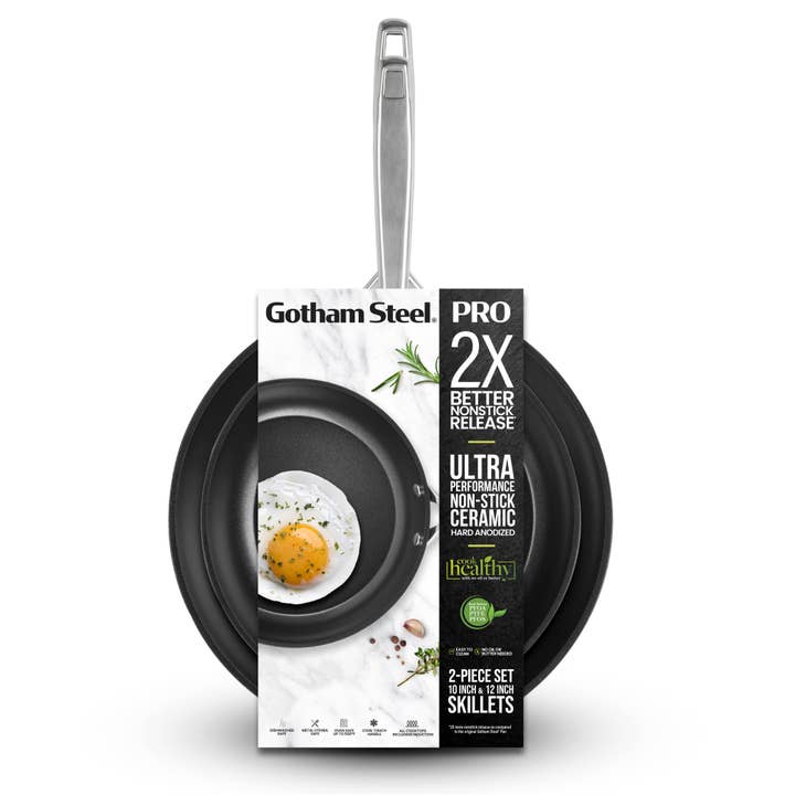 Gotham Steel Pro Hard Anodized 2 Pc Set 10" & 12" Fry Pans for wholesale by Gotham Steel/Granitestone