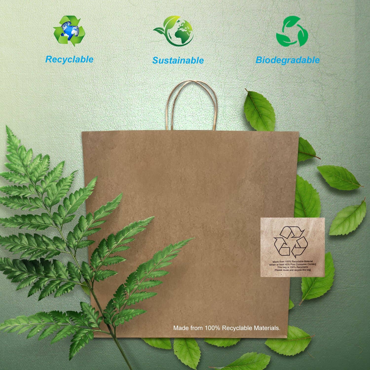 Kis Paper - Vente Pochette cadeau - Sac en papier kraft Jumbo 18x7x18,75 pouces3