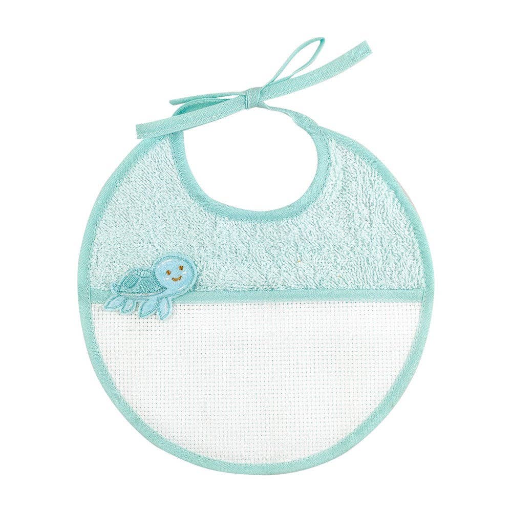 Almatex srl - Wholesale Bib - Baby - LEONARDO bib with aida pocket for embroidery1