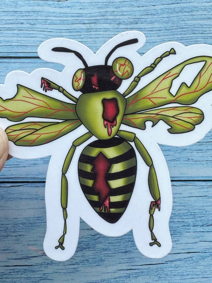 Autocollant d'Halloween en vinyle | Zombee, Zombie Bees pour la vente par Melanie Feltham Art