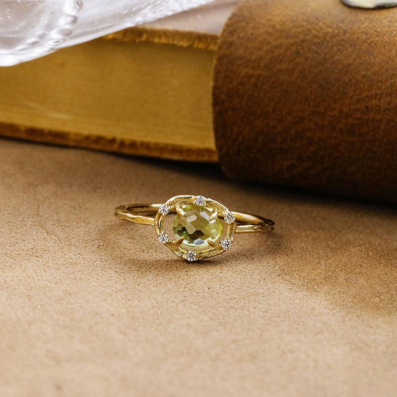 Gioiellin - S925 Silver Jewelry - Wholesale Pendant/Charm Necklace - 925 Sterling Silver Irregular Peridot Ring Necklace2